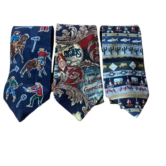 Tabasco Themed Novelty Print Silk Ties Set of 3 - Picture 7 of 13